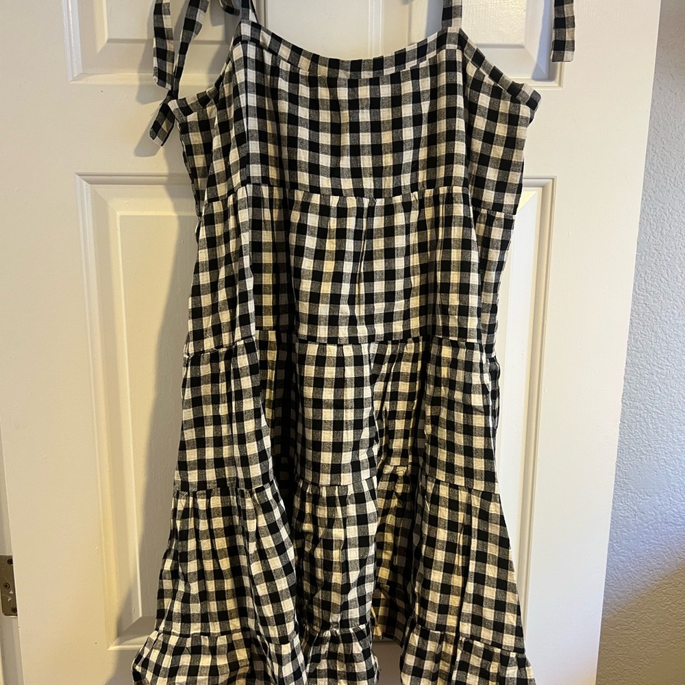 Petal & Pup Black and White Checkered Mini Dress